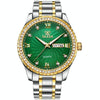 OLEVS 5565 Men Fashion Waterproof Stainless Steel Strap Diamond Quartz Watch(Green)