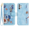 For Samsung Galaxy A32 5G Floral Pattern Leather Phone Case with Lanyard(Light Blue)