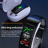 K60 1.08 inch Leather Band Earphone Detachable Life Waterproof Smart Watch Support Bluetooth Call(Black Silver)