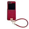 For Samsung Galaxy Z Flip5 Crocodile Texture TPU Phone Case With Strap(Red)