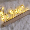 LED Little Night Light Bedroom Bedside Wrought Iron Wooden Home Decoration Birthday Gift(Letter Home)