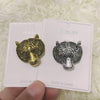 Personality Tiger Head Brooch Men Suit Pin Vintage Badge Collar Pin(Silver)