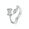 S925 Sterling Silver Platinum-plated Snake Rose Open Ring, Model: SCR1041-E