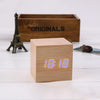 Multicolor Sounds Control Wooden Clock Modern Digital LED Desk Alarm Clock Thermometer Timer Wooden Blue