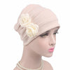 Flower Wrinkled Pull-over Confinement Chemotherapy Cap, Size:One  Size(Beige)
