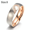 Fashion Rhinsetone Love Heart Splice Couples Ring Fine Titanium Steel Ring for Men and Women(Gold with Diamond, US Size: 8)
