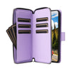 For Samsung Galaxy S24 5G Nine-card Slots Zipper Wallet Bag Leather Phone Case(Purple)
