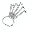 Punk Skull Hand Bone Five Finger Ring Adjustable Integrated Chain(SKU5875 Silver)