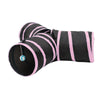Foldable Cat Tunnel, 3 Exits, Hanging Ball, Pink