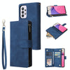 For Samsung Galaxy A33 5G Multifunctional Frosted Zipper Wallet Leather Phone Case(Blue)