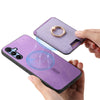 For Samsung Galaxy A16 Retro Cross Leather Ring Vertical Insert Card Bag MagSafe Phone Case(Purple)