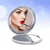 Diamond-encrusted Metal Double Side Folding Mini Portable Round Small Makeup Mirror(Sky Blue)