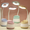 USB Charging LED Desk Light Eye Protection Lamp with Pen Holder and Phone Holder(CS276-3 Black)
