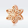 S925 Sterling Silver Winter Snowflakes Beads DIY Bracelet Necklace Accessories, Color:Rose Gold