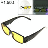 UV Protection Yellow Resin Lens Reading Glasses with Currency Detecting Function, +1.50D