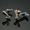 Men Clover Rose Pattern Cufflinks, Color: Gold Silver Wine Glass