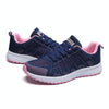 Mesh Breathable Flat Sneakers Running Shoes Casual Shoes for Women, Size:36(Blue Pink)