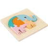 3 PCS Early Childhood Education Wooden Three-Dimensional Jigsaw Puzzle Toy(Elephant)