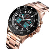 SKMEI 1538 Multi-Function Time Large Dial Steel Belt Men  Casual Sports Electronic Watch(Rose Gold-Steel Belt)
