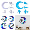 DIY Halloween Crystal Drop Plastic Mold Moon Witch Decoration Key Pendant Silicone Mold(7414 Blue)