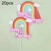 20pcs Birthday Party Cake Toppers Baking Cake Ornament Flags Dessert Decoration, Style: Rainbow 4