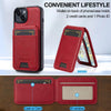 For iPhone 14 / 13 LC.IMEEKE L3 Series Detachable RFID Card Bag Magsafe Phone Case(Red)