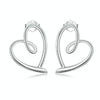 S925 Sterling Silver Plated Platinum Wrap Heart Stud Earrings