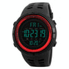 SKMEI 1251 Men Fashionable Outdoor 50m Waterproof Sports Watch Digital Watch with PU Watchband(Black Red)