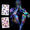 Fluorescent Face Waterproof Environmental Protection Tattoo Stickers Nightclub Bar Flower Arm Stickers(OHB-003)