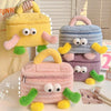 Cartoon Cute Plush Cosmetic Bag Large Capacity Travel Makeup Tools Handbag Storage Case(Blue)