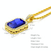 Hip Hop Mini Rhinestone Colorful Pendant Twist Necklace for Men(Gold and Blue)