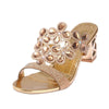 Fashion Thick Heel Rhinestone Fish Mouth Slippers, Size:41(Gold)