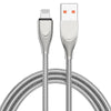 ADC-009 USB to 8 Pin Zinc Alloy Hose Fast Charging Data Cable, Cable Length: 1m (Silver)