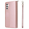 For Samsung Galaxy S25+ 5G 9-Card Slots Zipper Wallet Bag Leather Phone Case(Rose Gold)