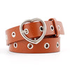 3PCS Narrow Thin Leather Silver Metal Heart Buckle Belts for Women, Belt Length:105cm(WHITE)