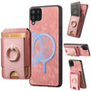 For Samsung Galaxy M32 4G Retro Splitable Magnetic Stand Card Bag Leather Phone Case(Pink)