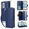 For Samsung Galaxy A73 5G Nine-card Slots Zipper Wallet Bag Leather Phone Case(Blue)