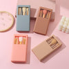 5 In 1 Windowed Mirror Case Portable Mini Multifunctional Makeup Brushes Cosmetic Tool Set(Blue)