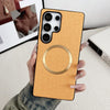 For Samsung Galaxy S25 Ultra 5G Magsafe Magnetic Ring Cloth Texture Phone Case(Orange)