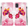 For Samsung Galaxy A21s Crystal Texture Colored Drawing Leather Phone Case(Pink Butterflies)