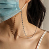 Flower Gold-Plated Stainless Steel Hanging Neck Chain Anti-Lost Mask Lanyard(Silver Black Flower)