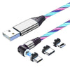 3 in 1 2.4A USB to 8 Pin + Micro USB + USB-C / Type-C 540 Degree Bendable Streamer Magnetic Data Cable, Cable Length: 1m (Colour)