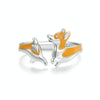 S925 Sterling Silver Platinum-plated Cute Naughty Corgi Pet Adjustable Open Ring(SCR1014-E)