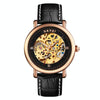 SKMEI 9229 Men Automatic Skeleton Mechanical Watch Thorough Bottom Student Watch(Rose Gold Shell Black Face)