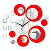 3D Stereo Decorative Clock Acrylic Digital Mirror Wall Sticker Wall Clock(Silver Red)