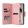 For Samsung Galaxy S25 Ultra 5G Rivet Buckle 9 Cards Three Fold Leather Phone Case(Rose Gold)