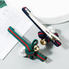 Pearl Hairpin Striped Fabric Pearl Duckbill Clip Bow Side Clip(Green)