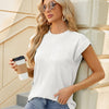 Ladies Summer Round Neck Loose Short Sleeve T-Shirt, Size: S(White)