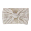 Winter Knitted Headband Turban Women Crochet Bow Wide Stretch Hairband Head Wrap(White)