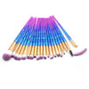 20 in 1 Diamond Handle Eye Brush Multi-functional Makeup Brush, Pink+Blue Handle and Purple Brush